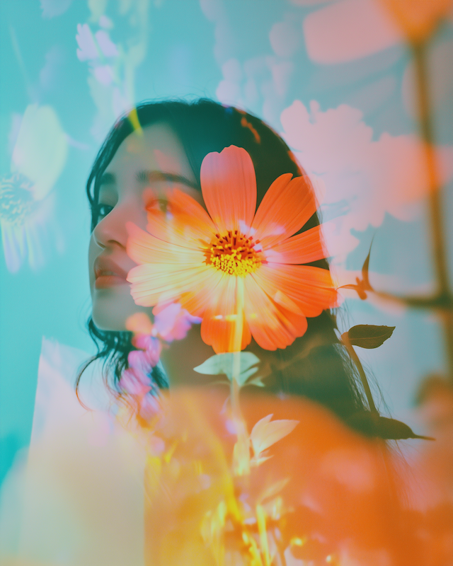 Ethereal Woman with Orange Flower