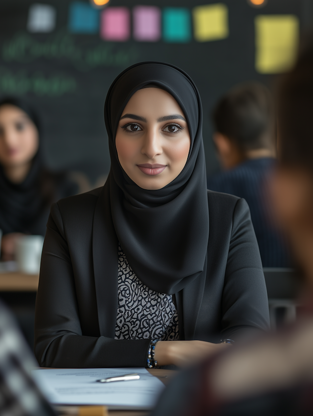 Woman in Hijab at Formal Setting