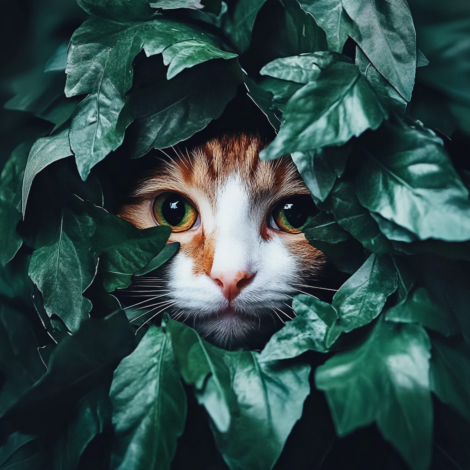 Cat in Leaves