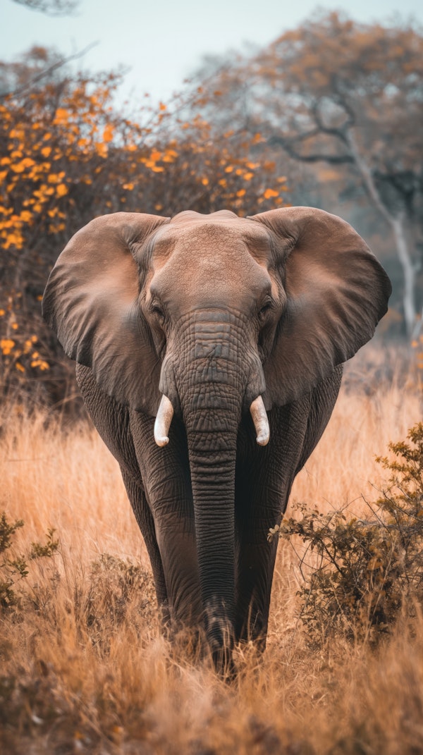 Majestic African Elephant in Autumn