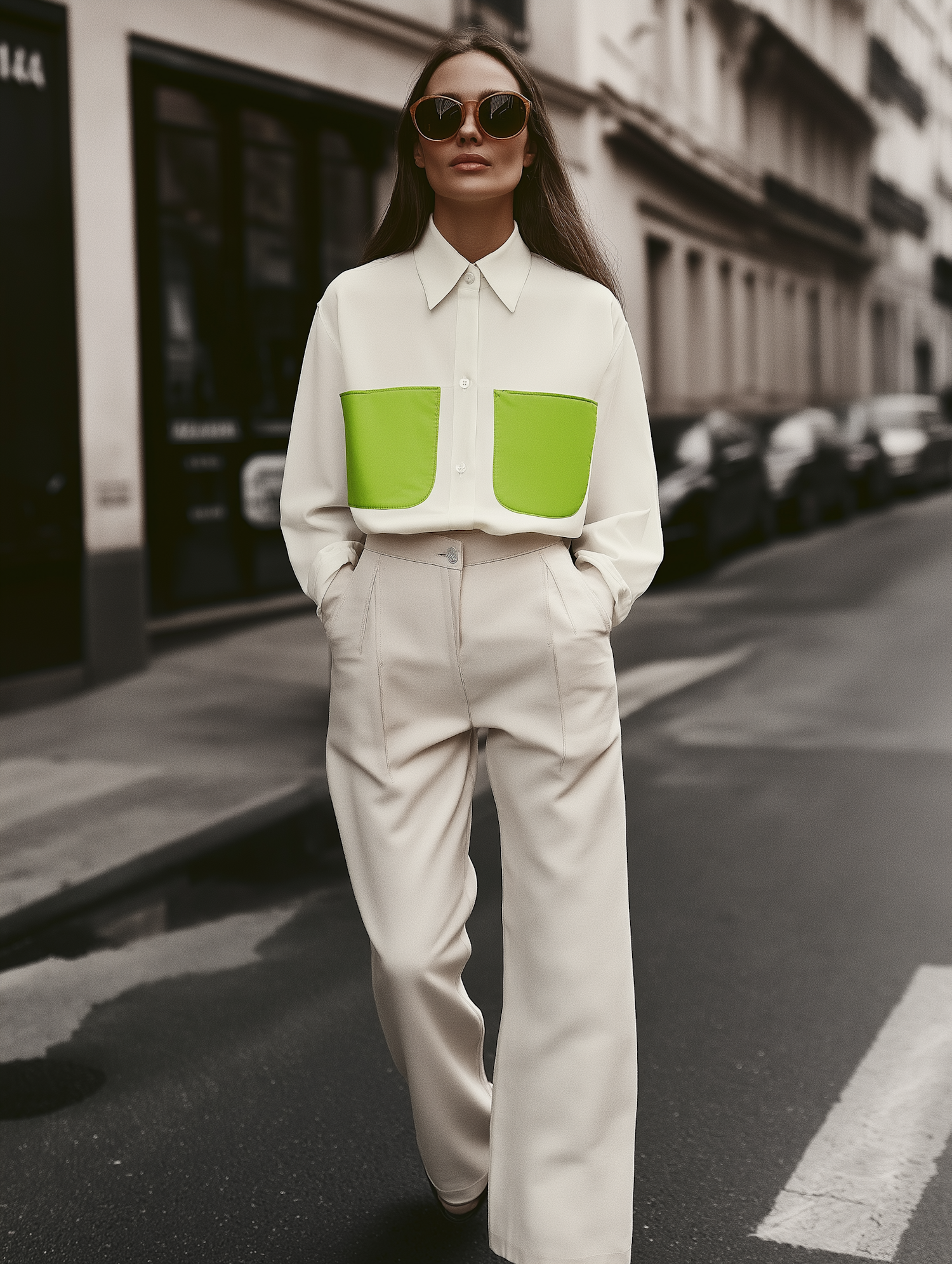 Stylish Woman Walking Down Street