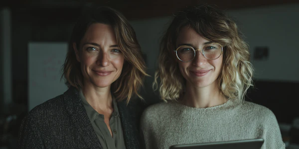 Two Women Smiling Indoors