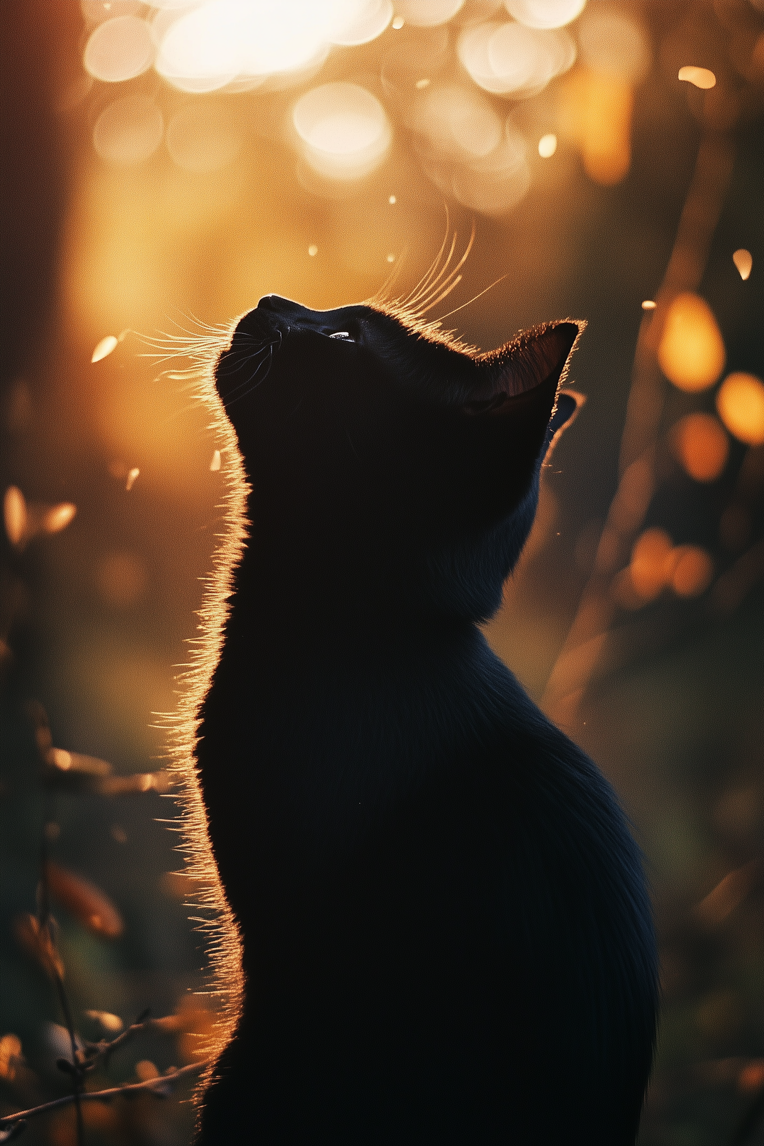 Serene Black Cat in Golden Light