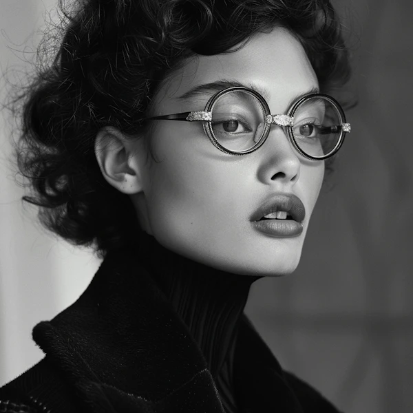 Portrait of a Young Woman in Black and White