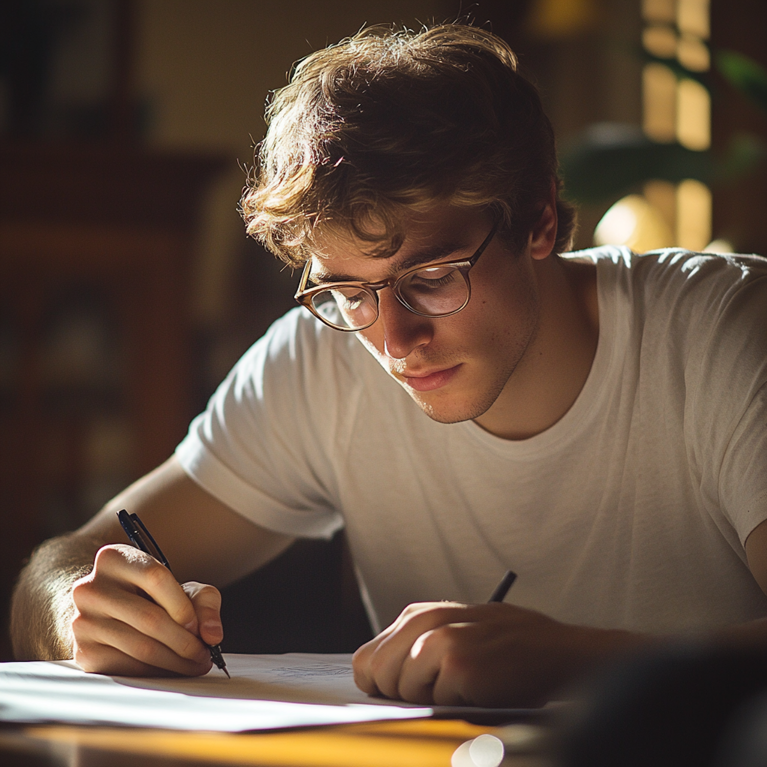 Young Man Writing