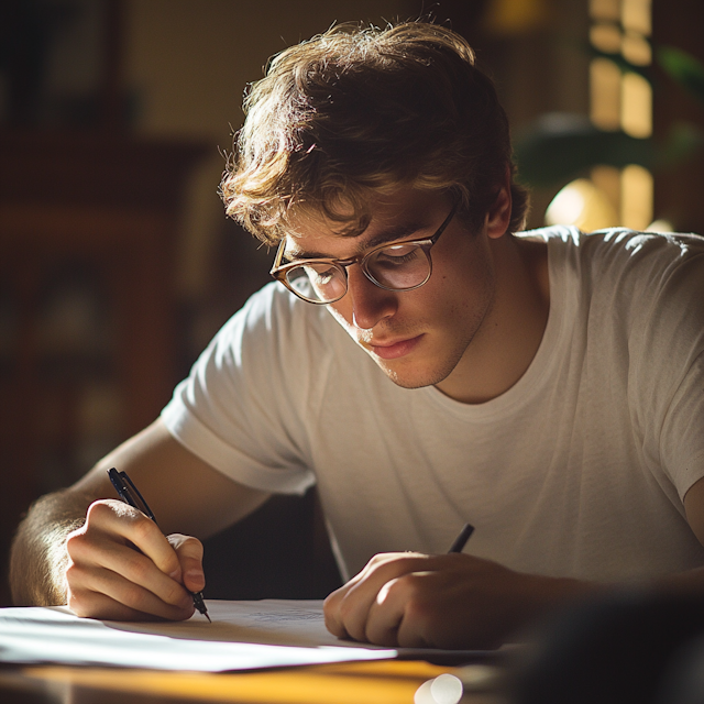 Young Man Writing