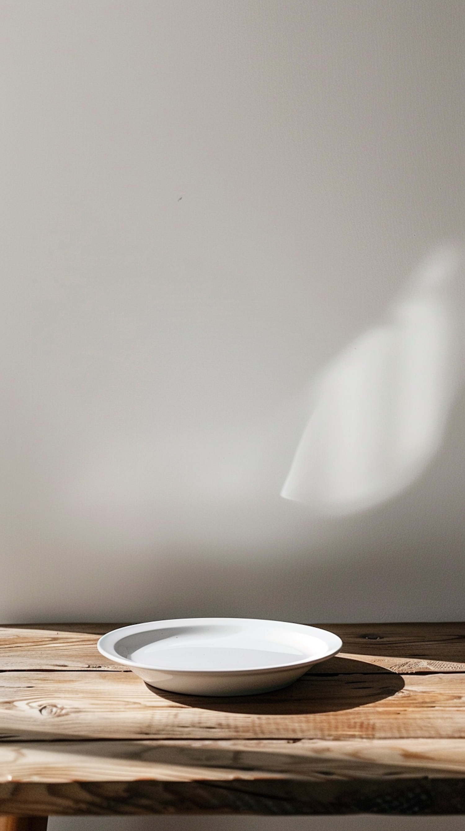 Minimalist White Plate on Wooden Surface