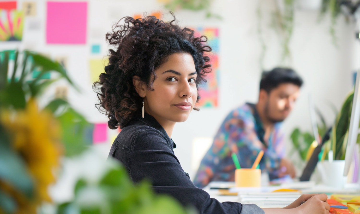 Confident Woman at Creative Workspace