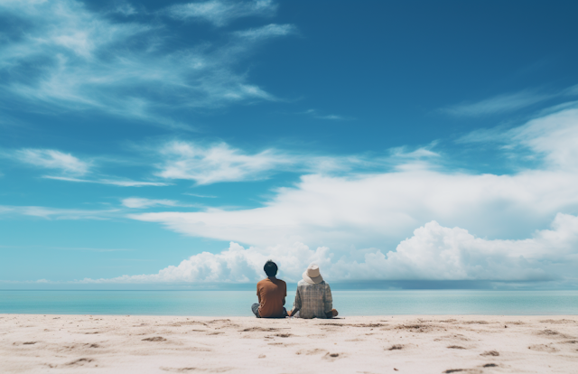 Serenity by the Sea: Two Friends Embracing Tranquility