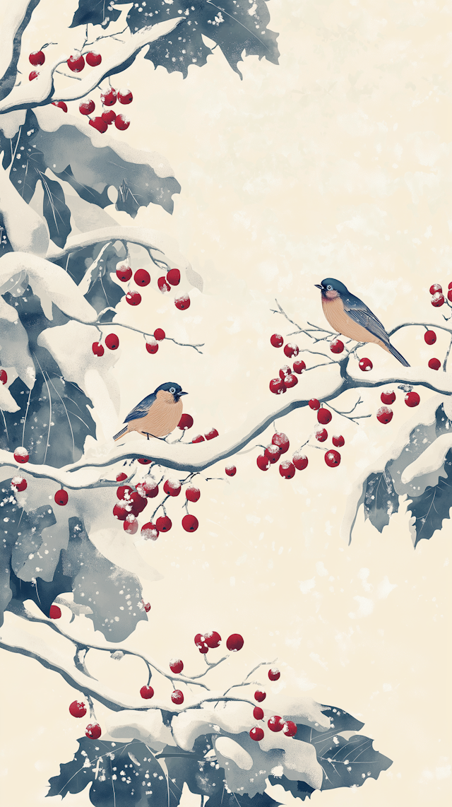 Serene Winter Scene with Birds