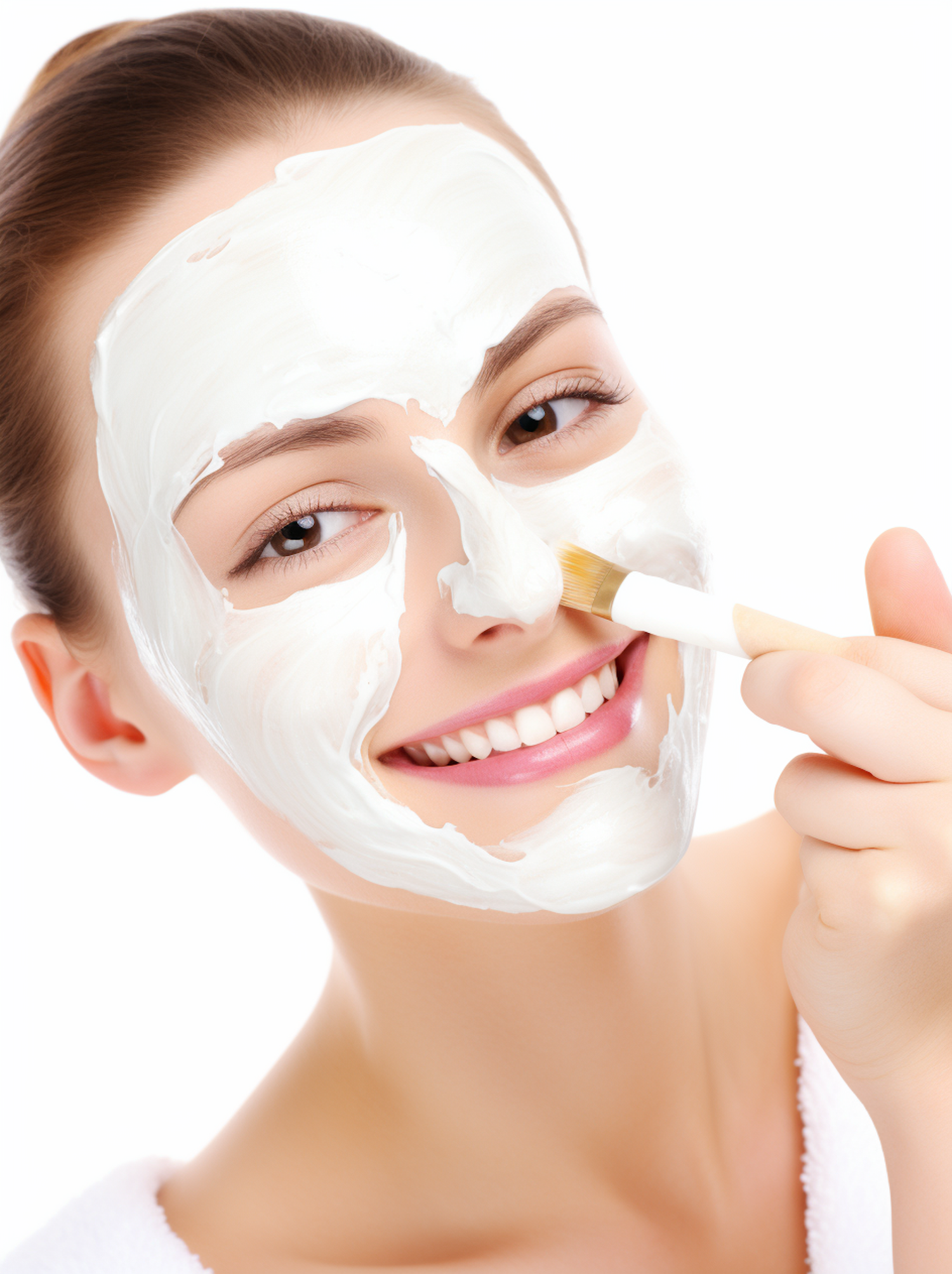 Radiant Relaxation: Young Woman Applying Facial Mask