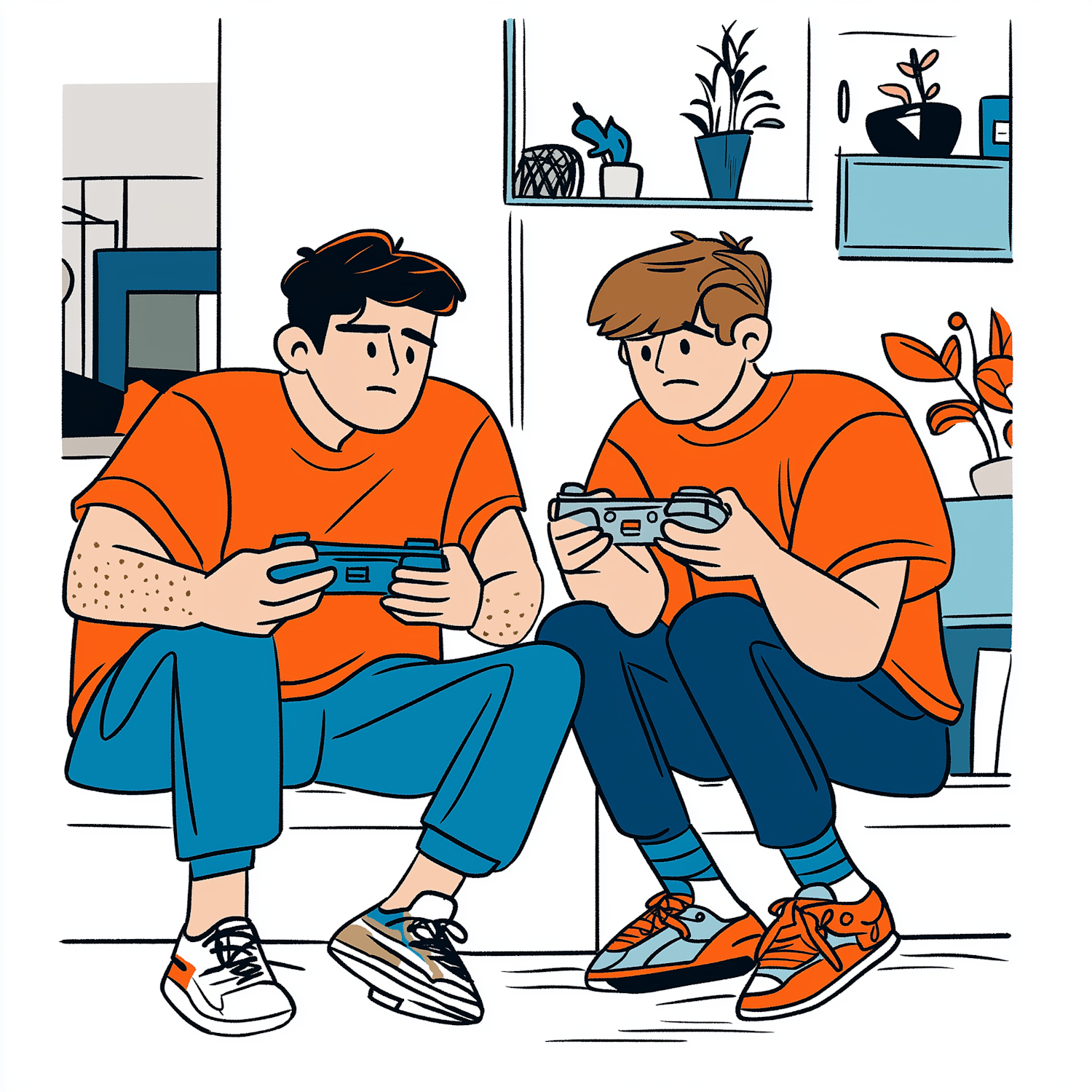 Gamers in Cozy Living Room