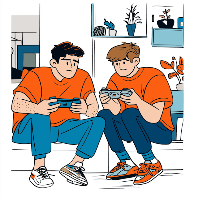 Gamers in Cozy Living Room