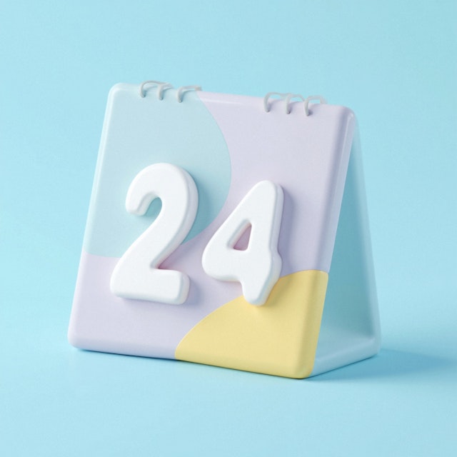 Stylized Calendar with Number 24