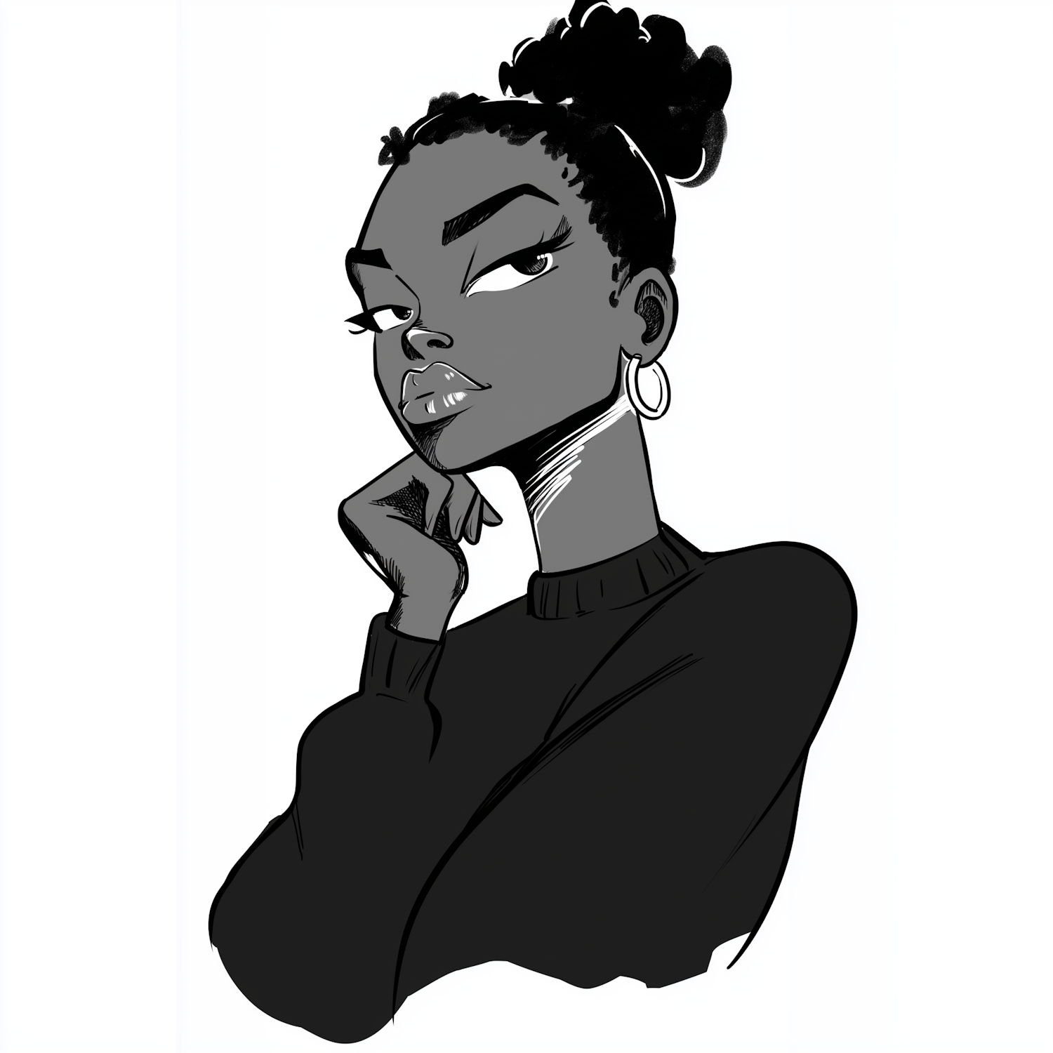 Monochromatic Woman Illustration