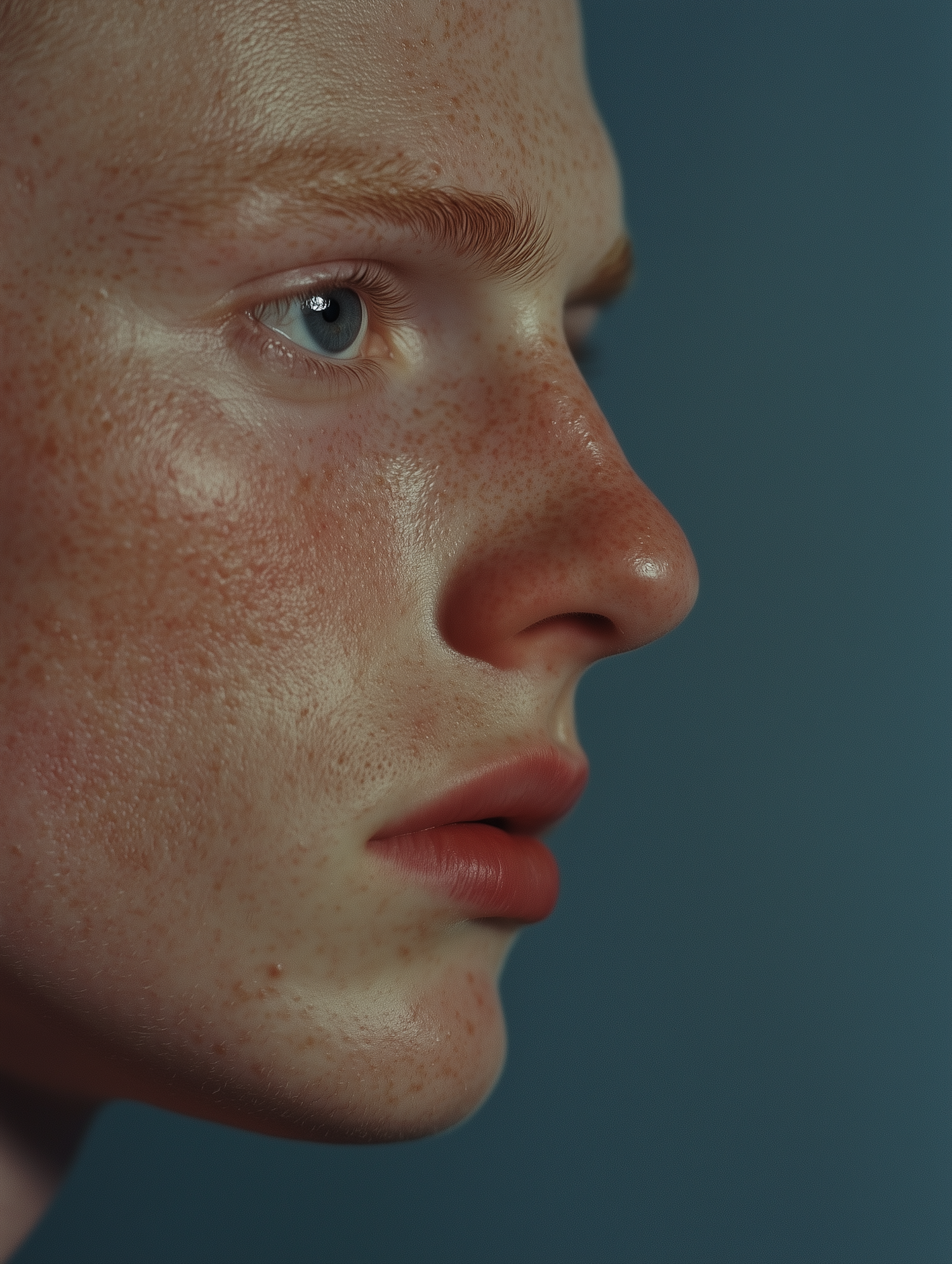 Close-up Profile of a Freckled Face