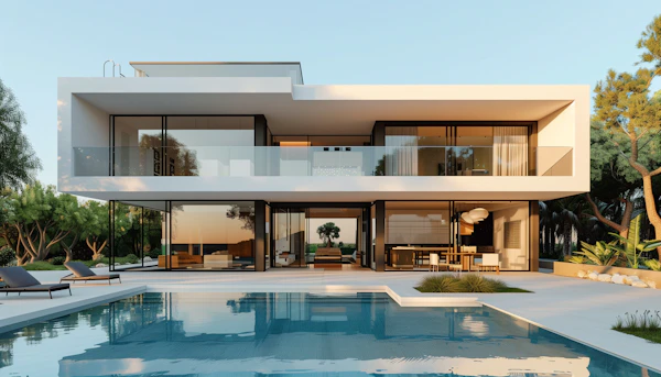 Modern Luxury House at Dusk