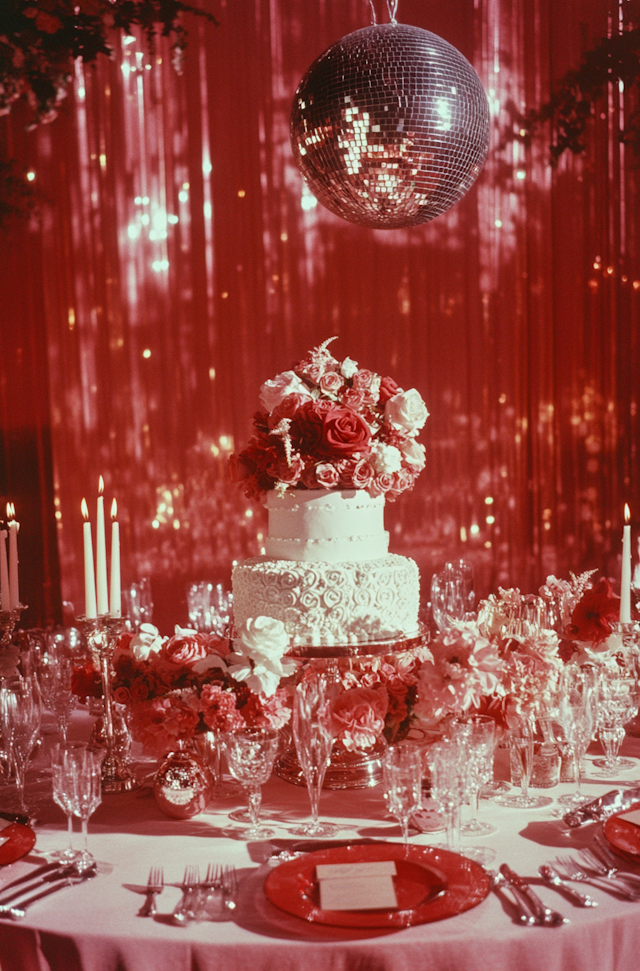 Elegant Table Setting with Floral Cake