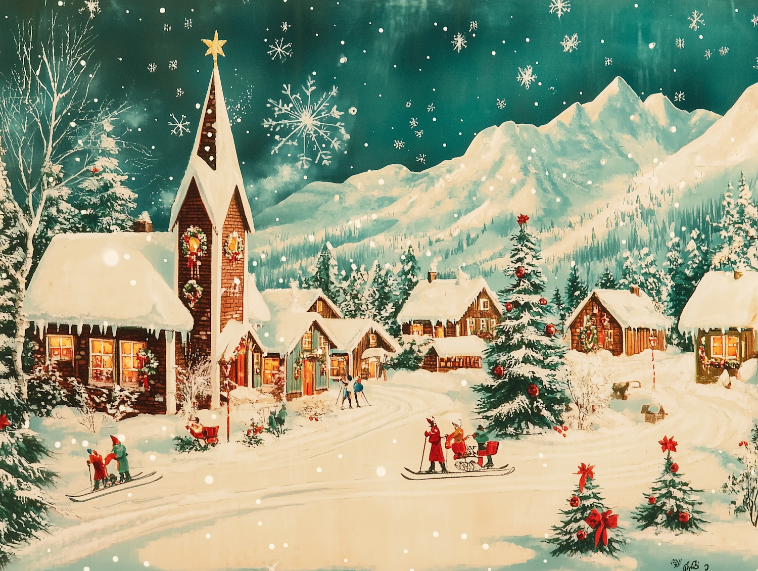 Winter Village Scene