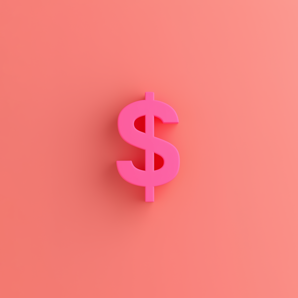 3D Pink Dollar Sign on Coral