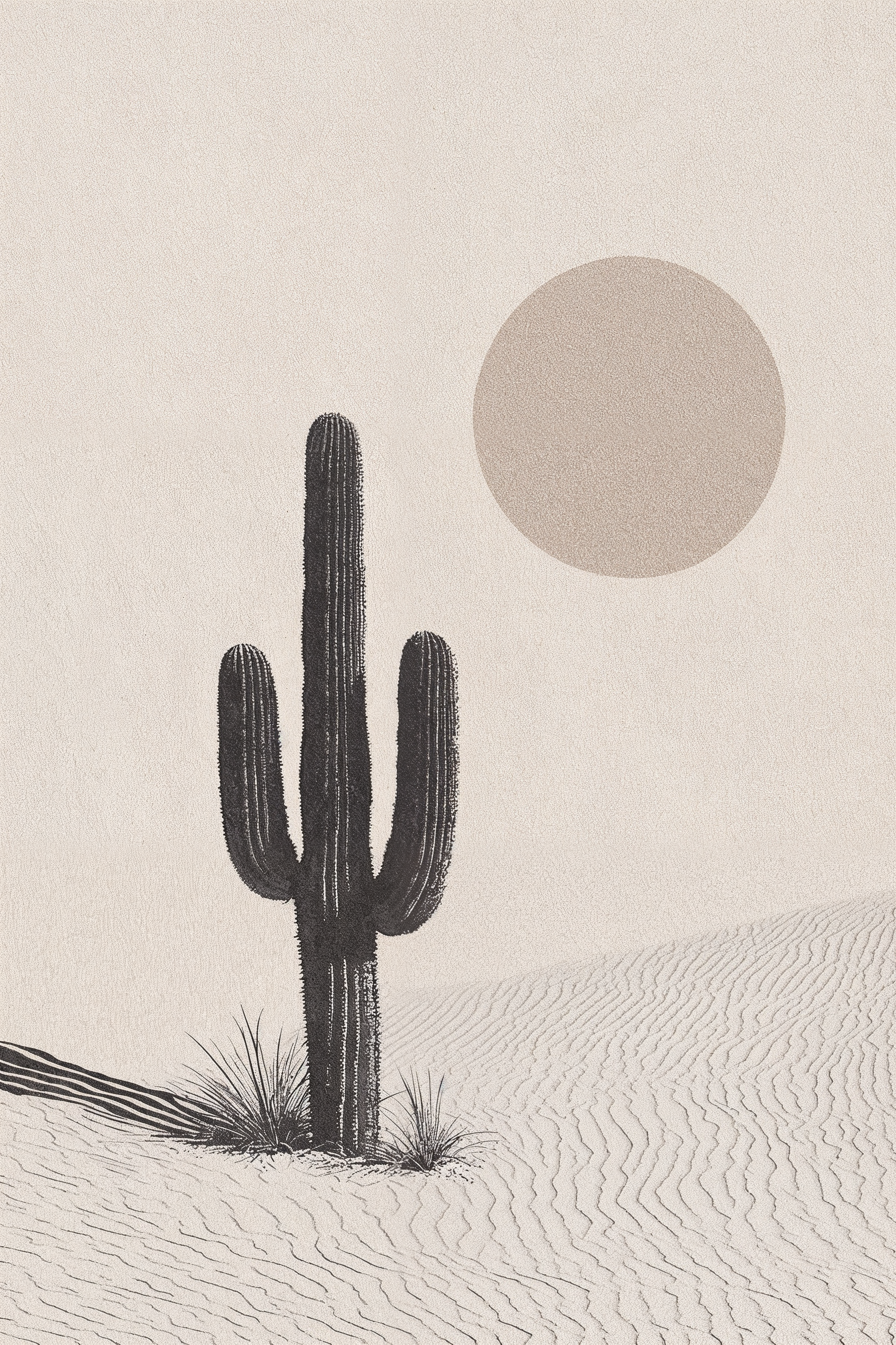 Solitary Cactus in Desert Landscape