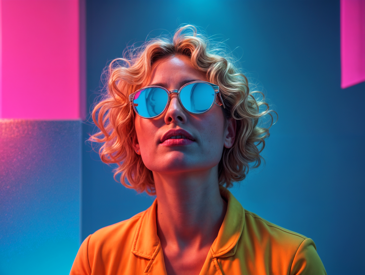 Futuristic Portrait with Reflective Sunglasses