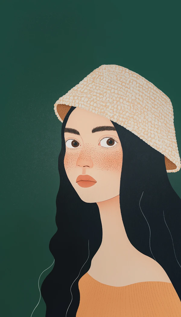 Illustration of Woman with Hat