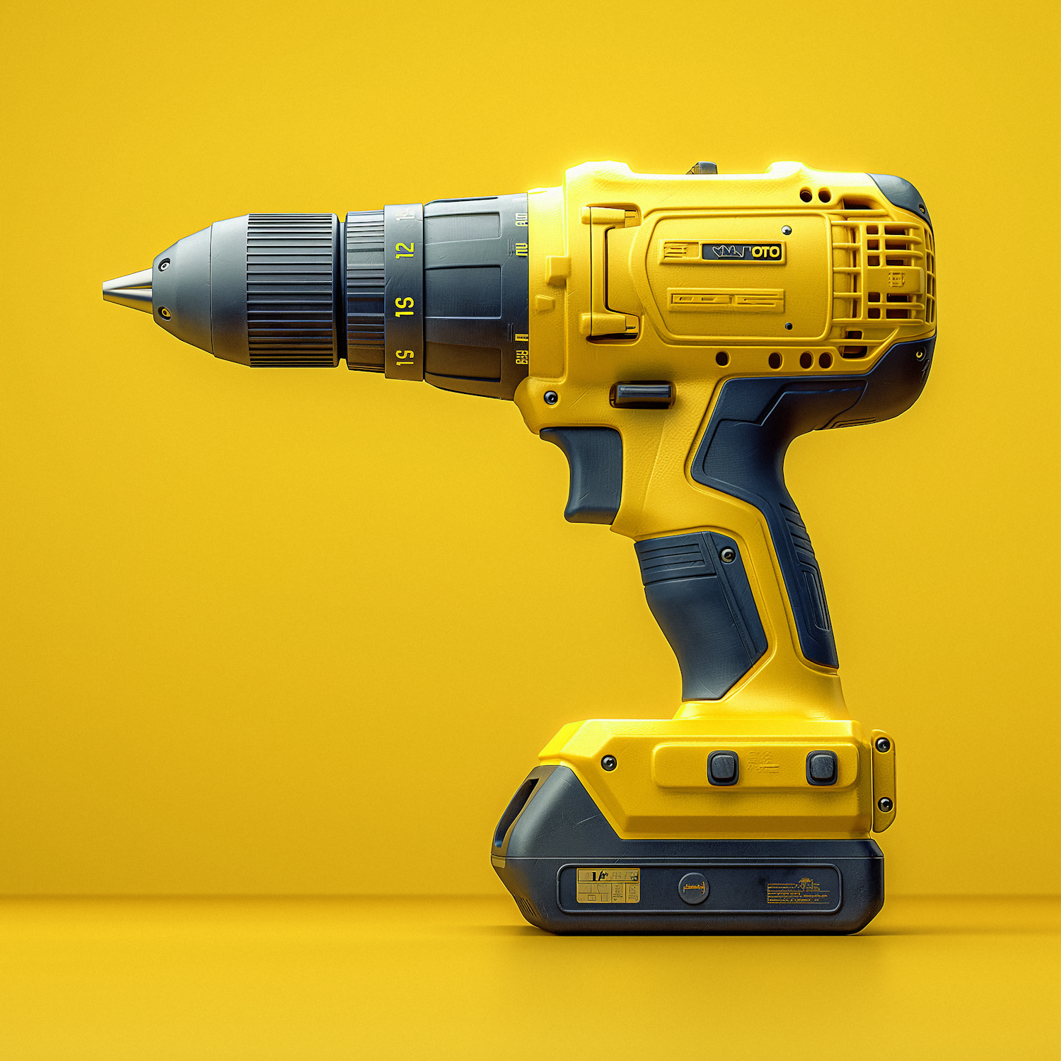 Monochromatic Yellow Cordless Drill