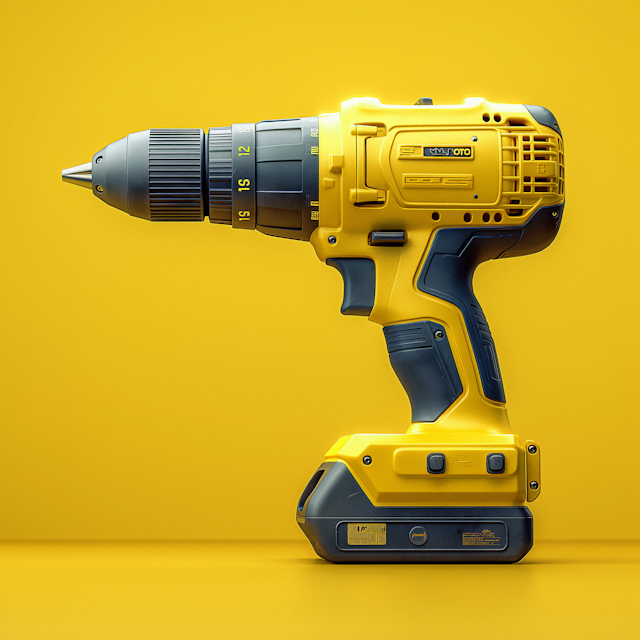 Monochromatic Yellow Cordless Drill