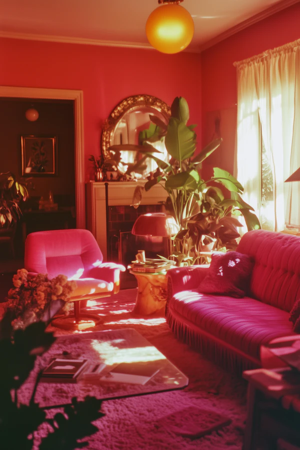 Cozy Living Room with Pink Hues