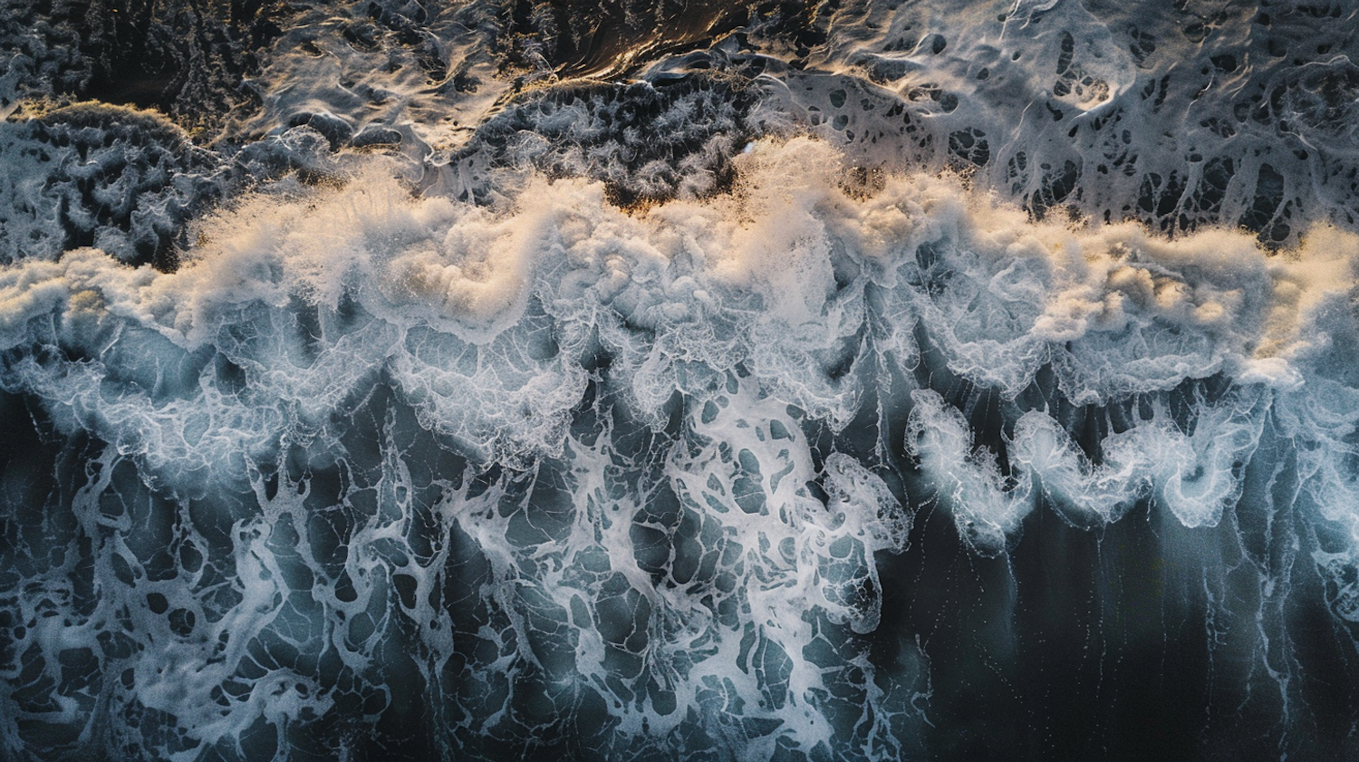 Golden Light Over Turbulent Ocean