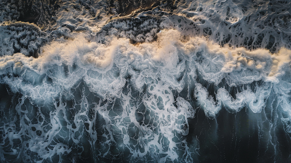 Golden Light Over Turbulent Ocean