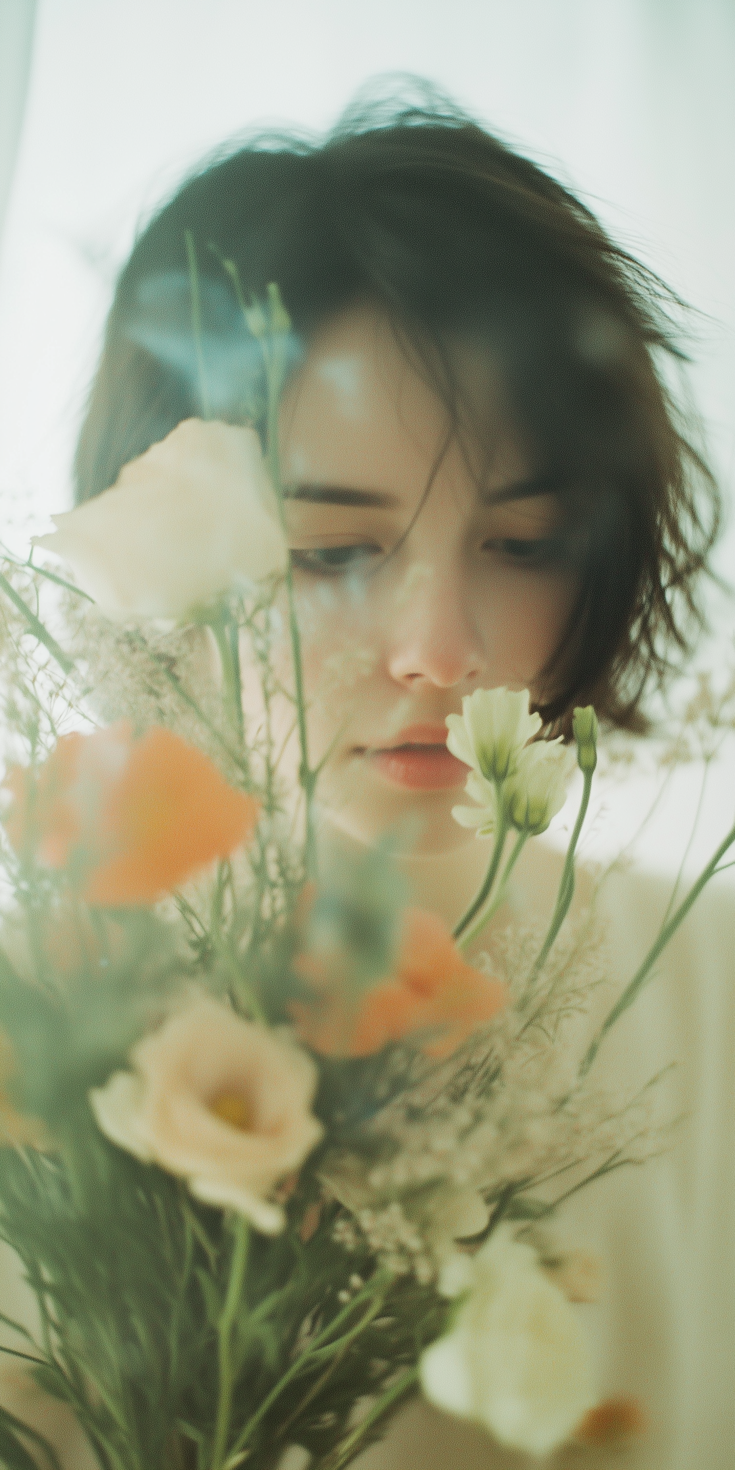Contemplative Floral Portrait
