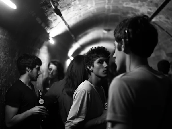 Intimate Monochrome Party Scene