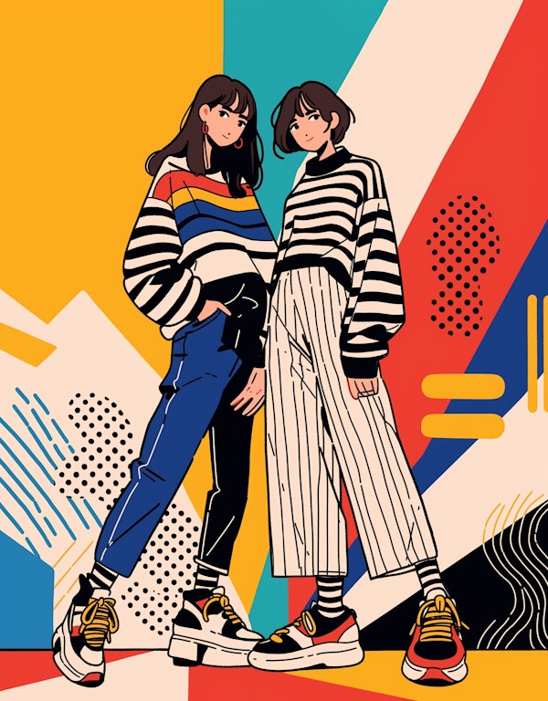 Stylish Duo in Vibrant Setting