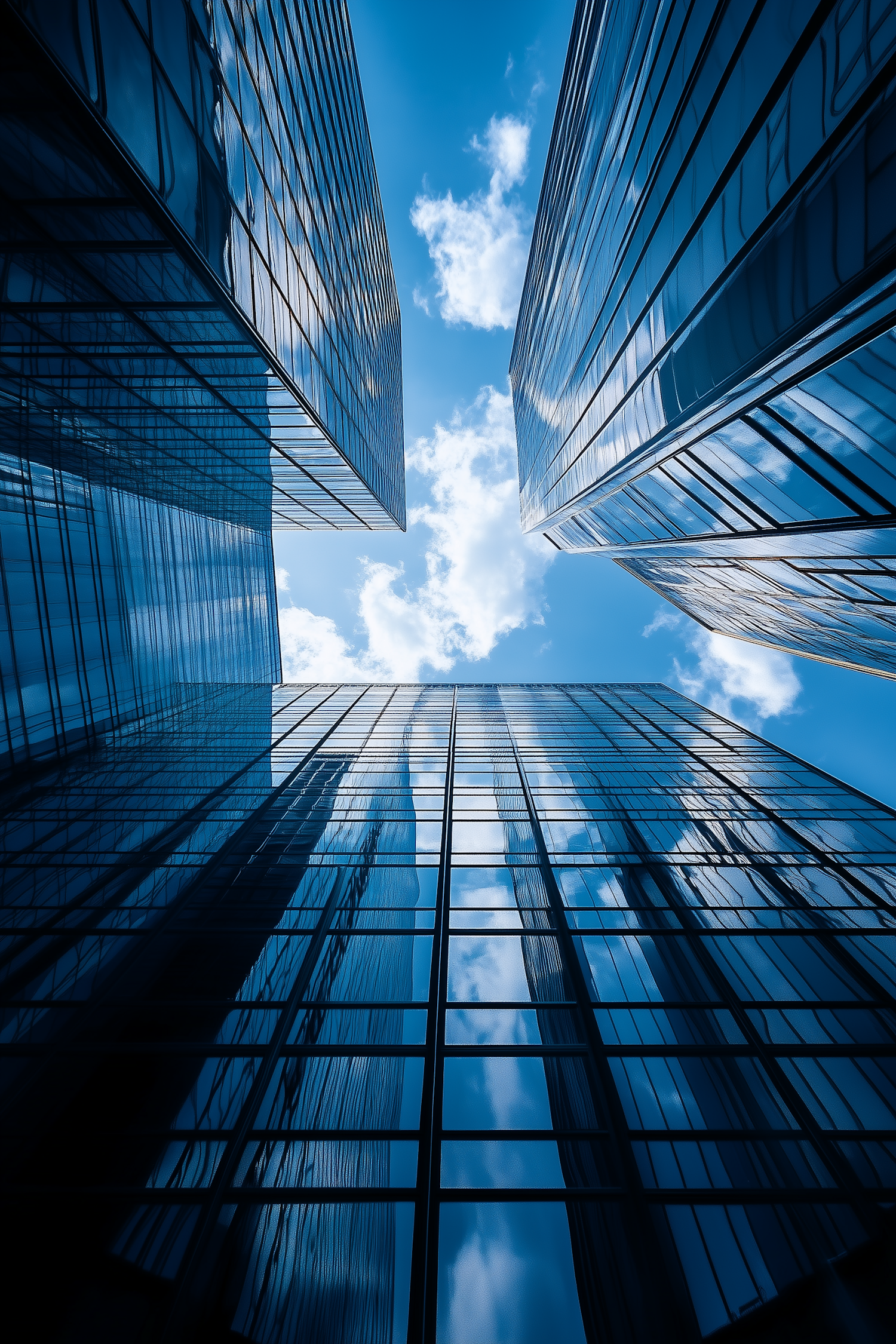 Upward View of Modern Skyscrapers