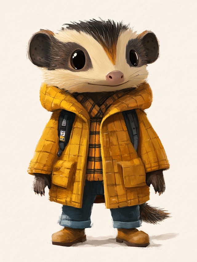 Anthropomorphic Badger in Autumn Attire