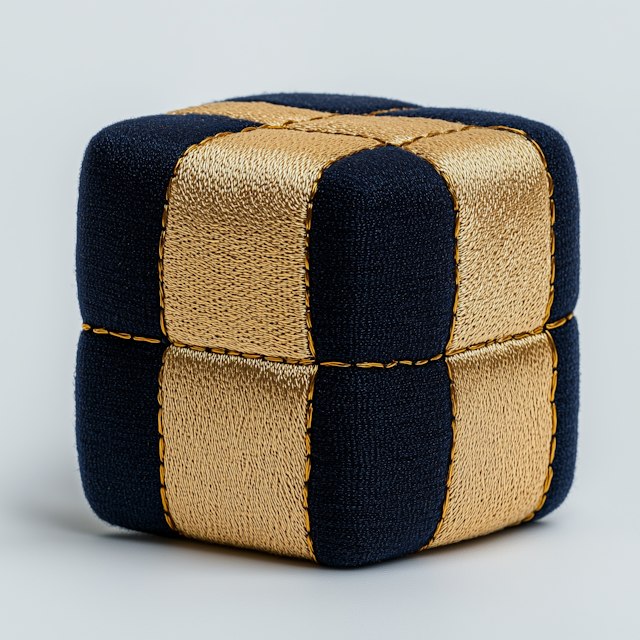 Elegant Cube with Gold and Blue Fabric