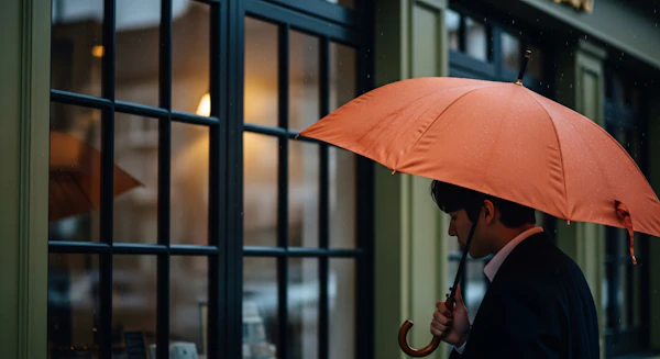 Person with Orange Umbrella