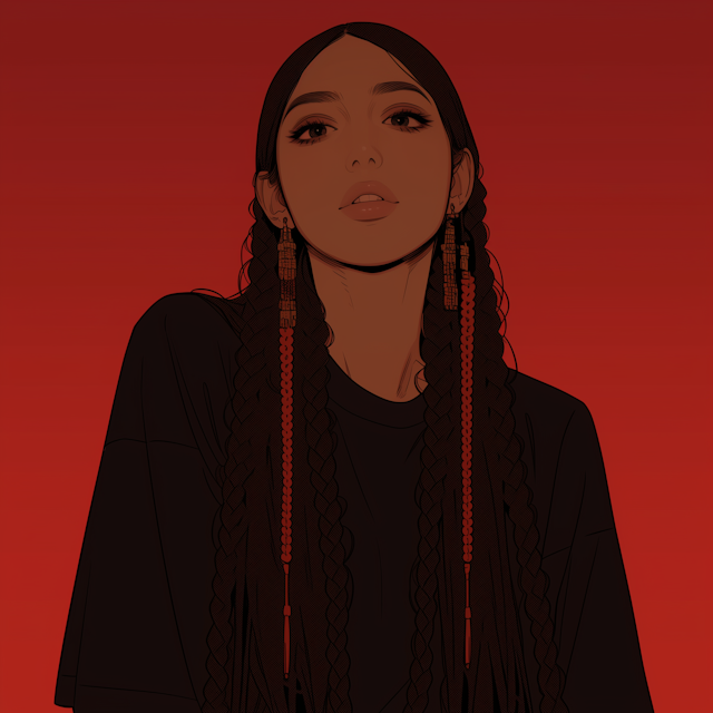 Stylized Portrait of a Woman with Braided Hair