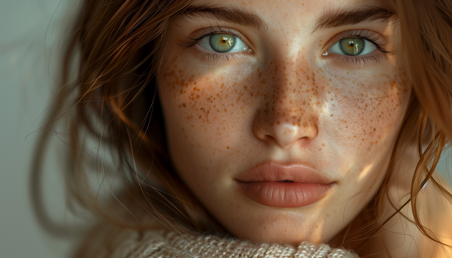 Serene Portrait of Young Woman with Green Eyes