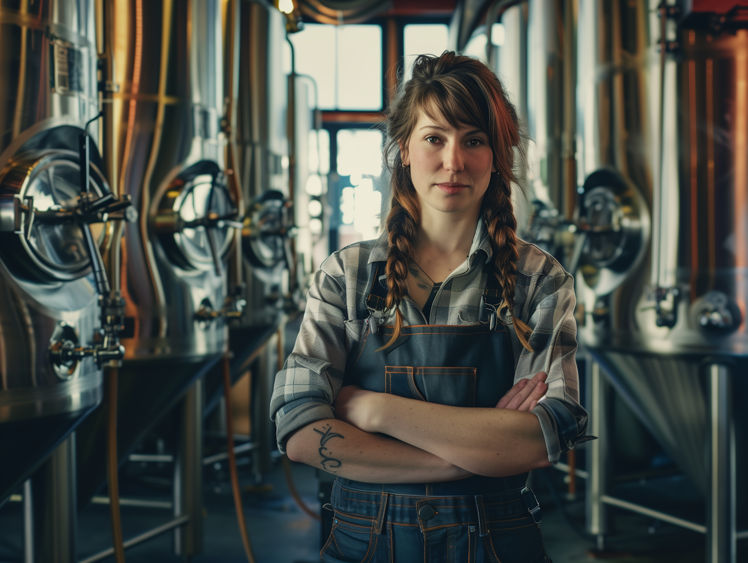 Confident Woman in Brewery