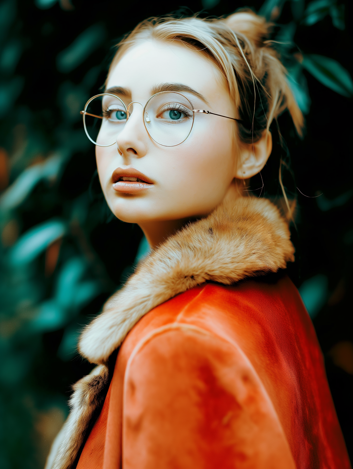 Contemplative Woman in Red
