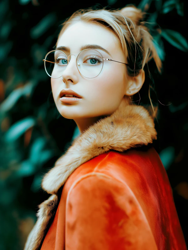 Contemplative Woman in Red