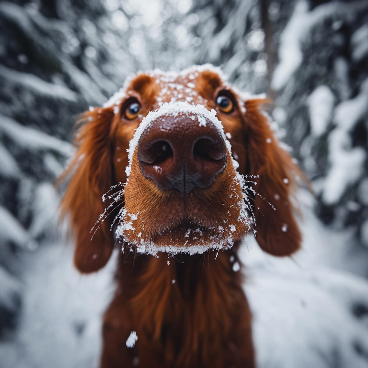 Playful Dog in Snow