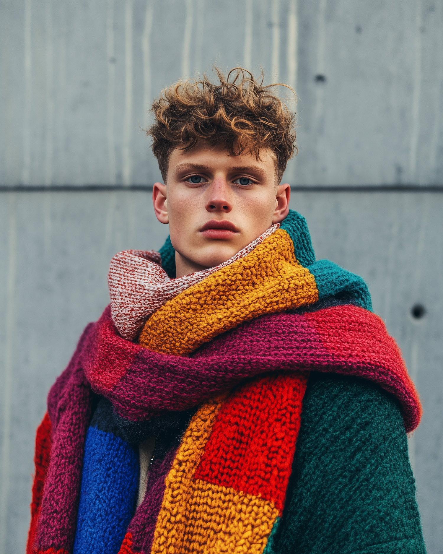 Young Person with Colorful Scarf