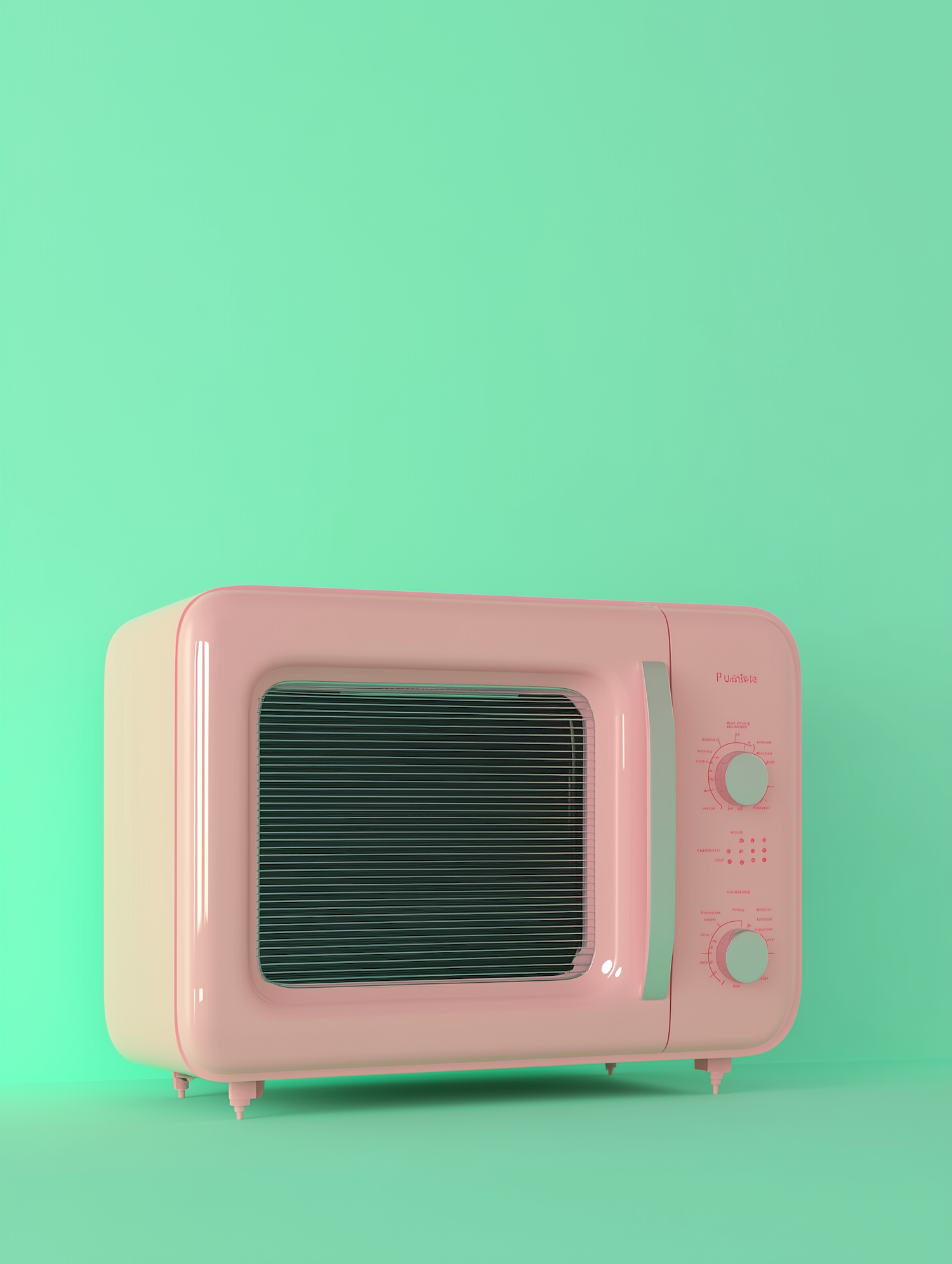 Vintage Pink Radio on Mint Green Background