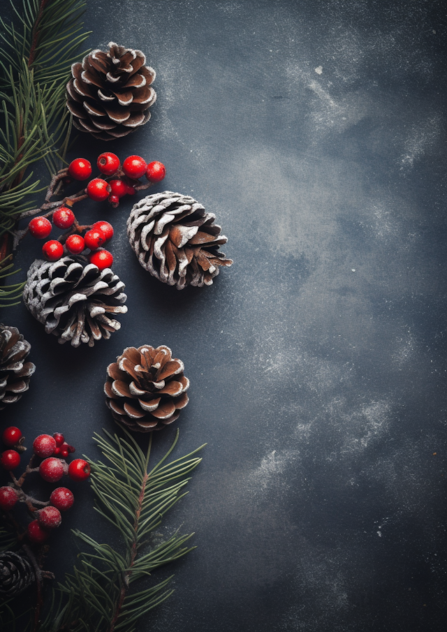 Frosted Pinecones with Berries Holiday Arrangement