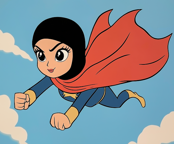 Empowered Superheroine with Hijab