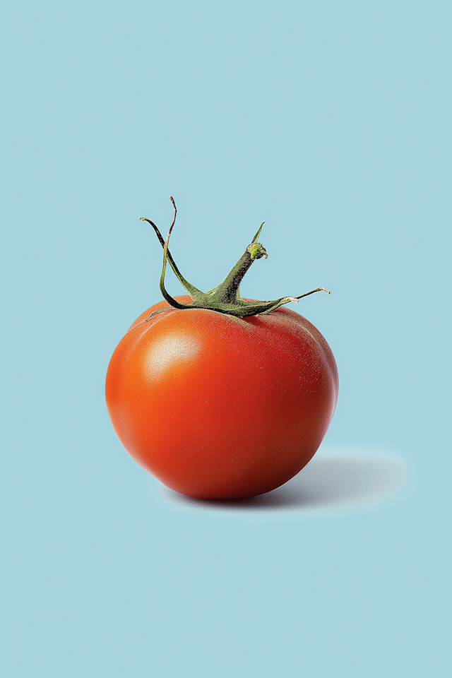 Fresh Tomato on Light Blue Background